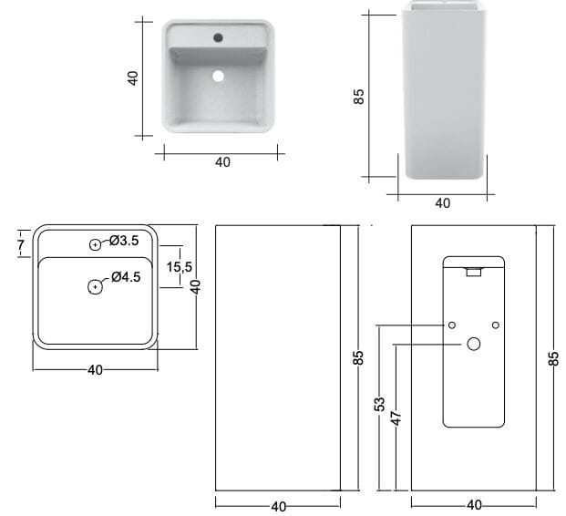 Керамическая квадратная отдельно стоящая раковина Nic простой ARCH-00032768 - Вид №7