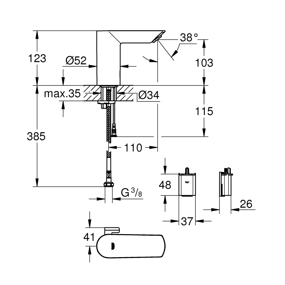 Смеситель для раковины Grohe Bau Cosmopolitan E 36451000 сенсорный цвет хром 82199448 STLM-2058949 - Вид №13