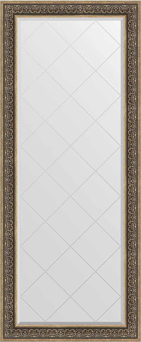 BY 6332 Зеркало напольное с гравировкой в багетной раме - вензель серебряный 101 mm EVOFORM Exclusive-G floor