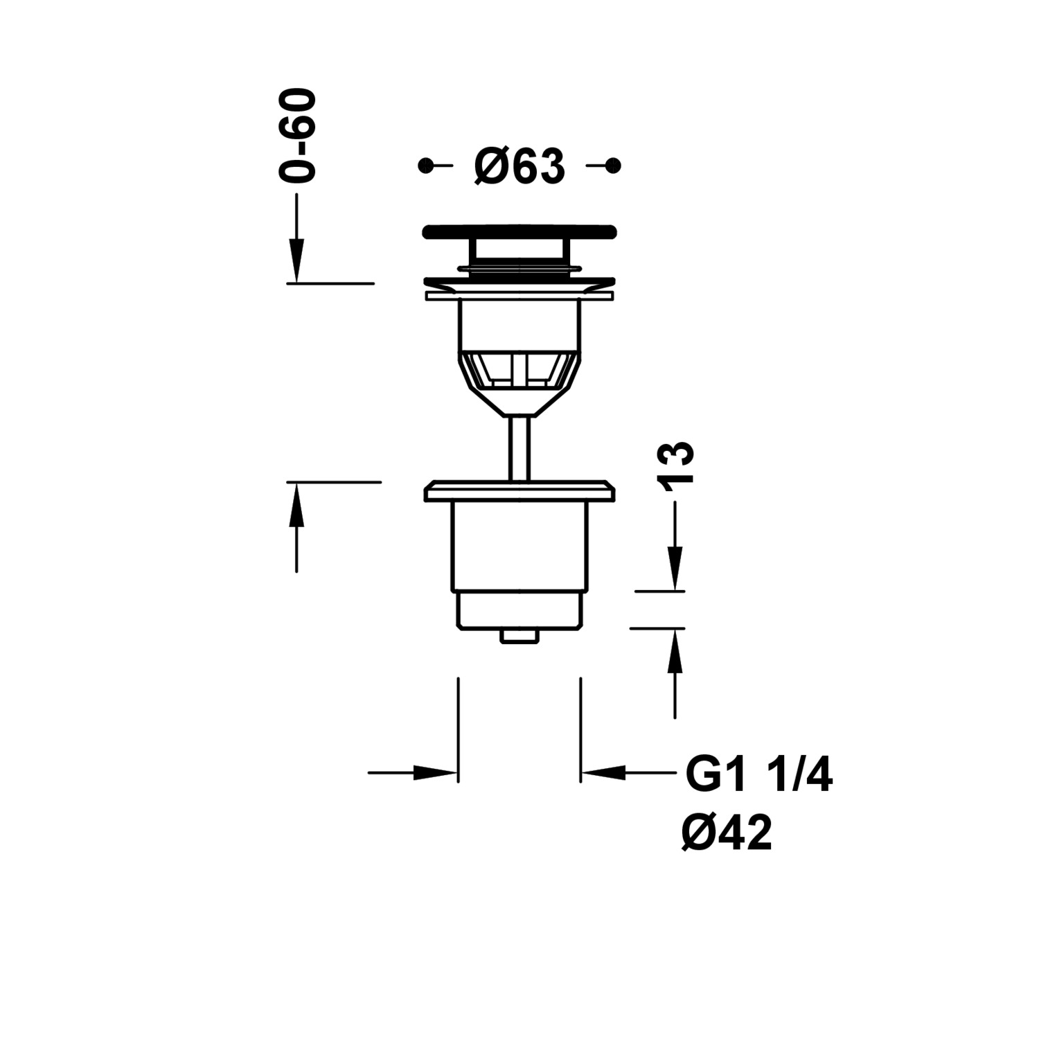Простой и быстрый сливной клапан для умывальника Click-clack-24284001LV TRES Drain - Вид №1