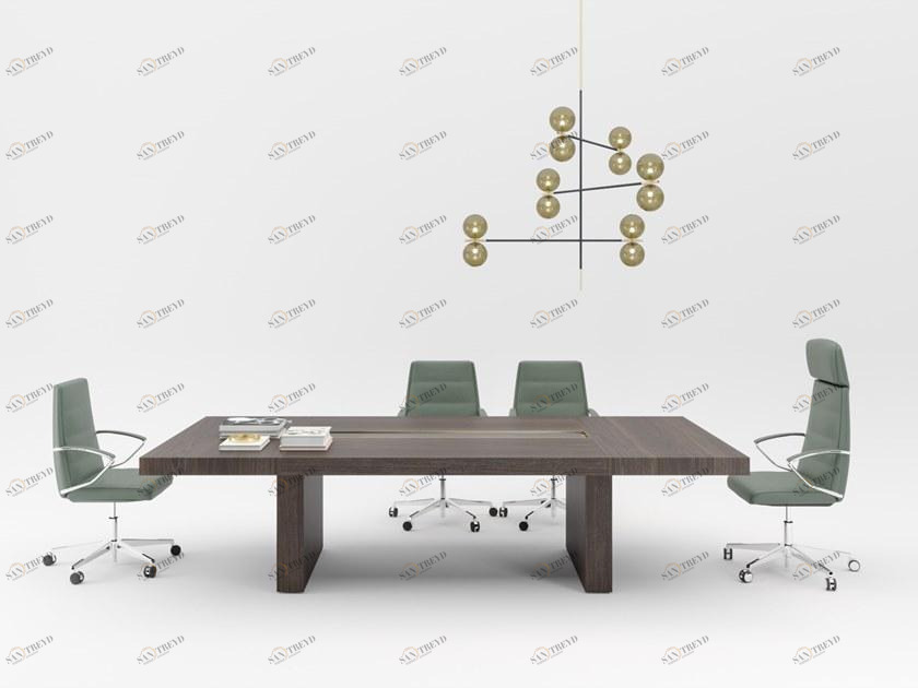 PROF Модульный деревянный стол для совещаний прямоугольной формы с системой прокладки кабелей Block 2.0 sun-id-1369355