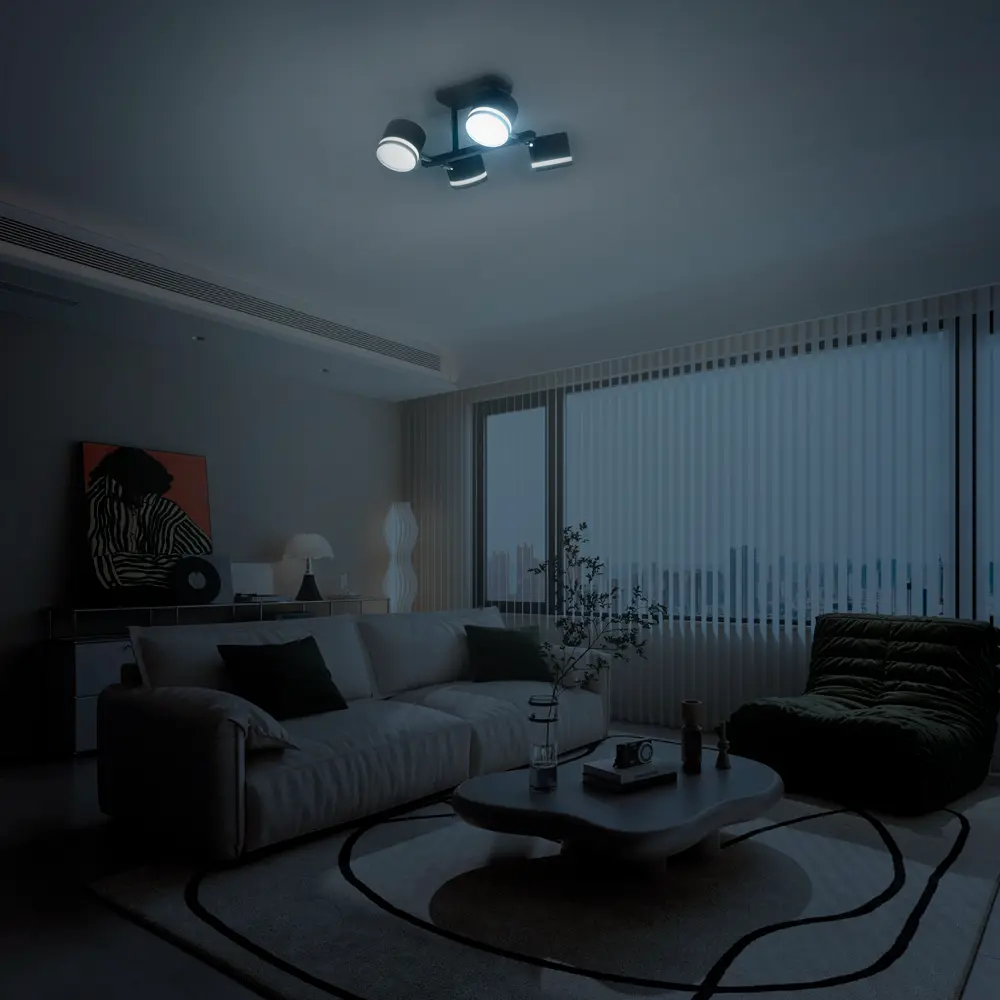 Люстра на штанге Talco 4 лампы 10 м² цвет черный SCHAFFNER STLM-2015693 - Вид №10