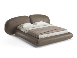 Кожаная двуспальная мягкая кровать