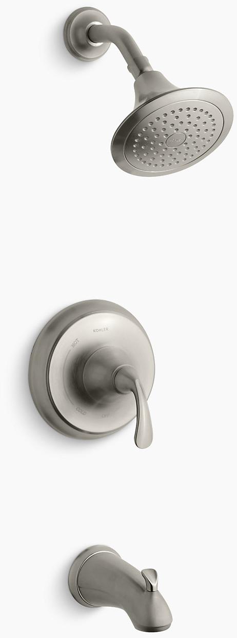 KOHLER Накладка для ванны и душа Forté Sculpted Rite-Temp с нескользящим изливом и насадкой для душа 2,5 галлона в минуту K-TS10275-4-BN 