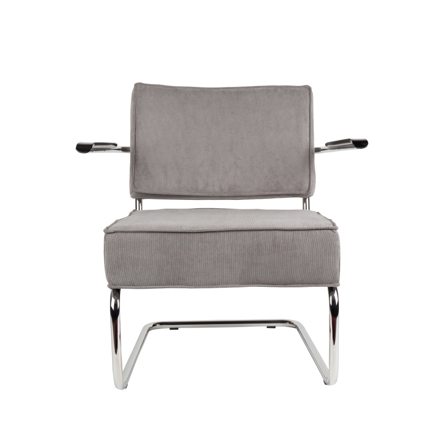 Кресло Lounge Ridge Rib с подлокотниками, светло-серое Zuiver 3100032 - Вид №15