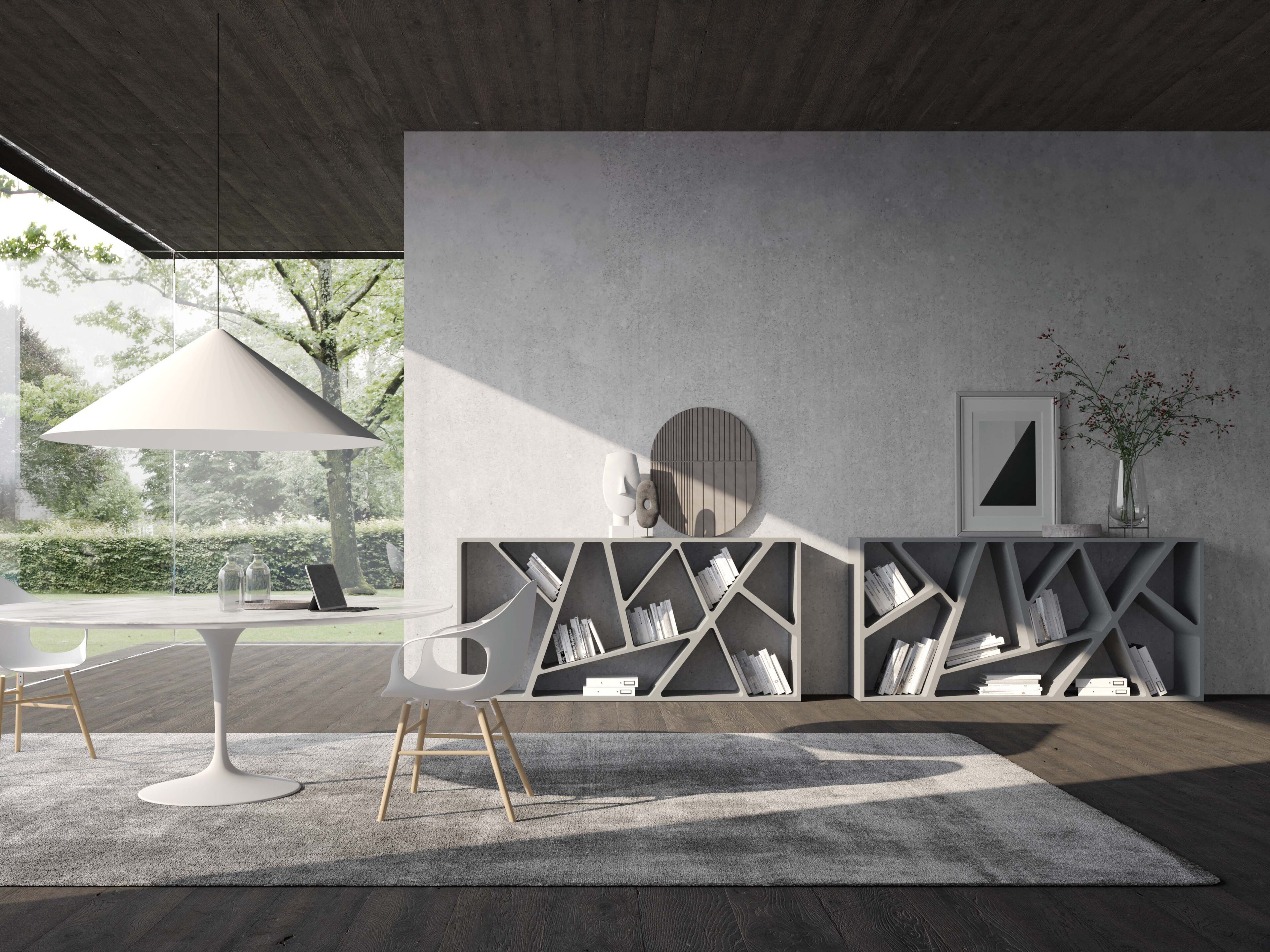 Двухсторонний книжный шкаф из лакированного бетона Voltan 555 ARCH-00019503