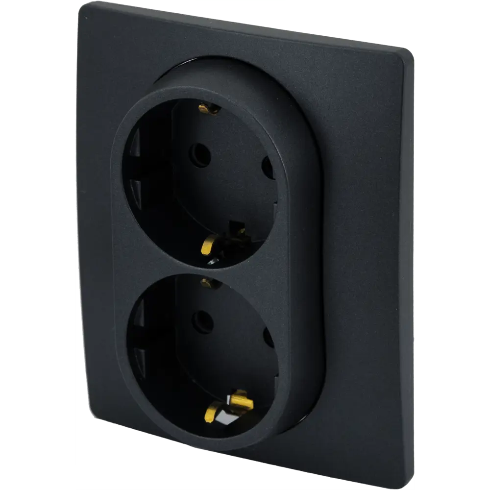 Двойная розетка Legrand Etika антрацит с заземлением 82496852 STLM-1334307 - Вид №1