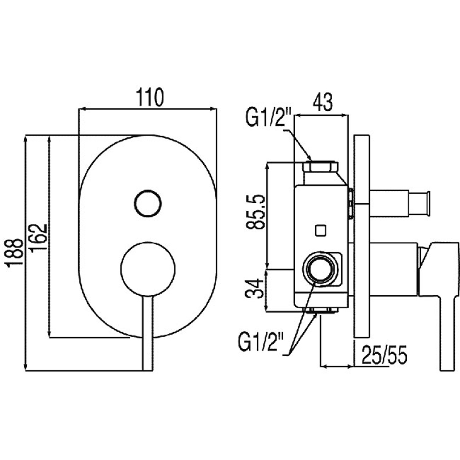LEX-ALP 2-ходовой смеситель для ванны и душа с одной ручкой-20318001 TRES - Вид №1