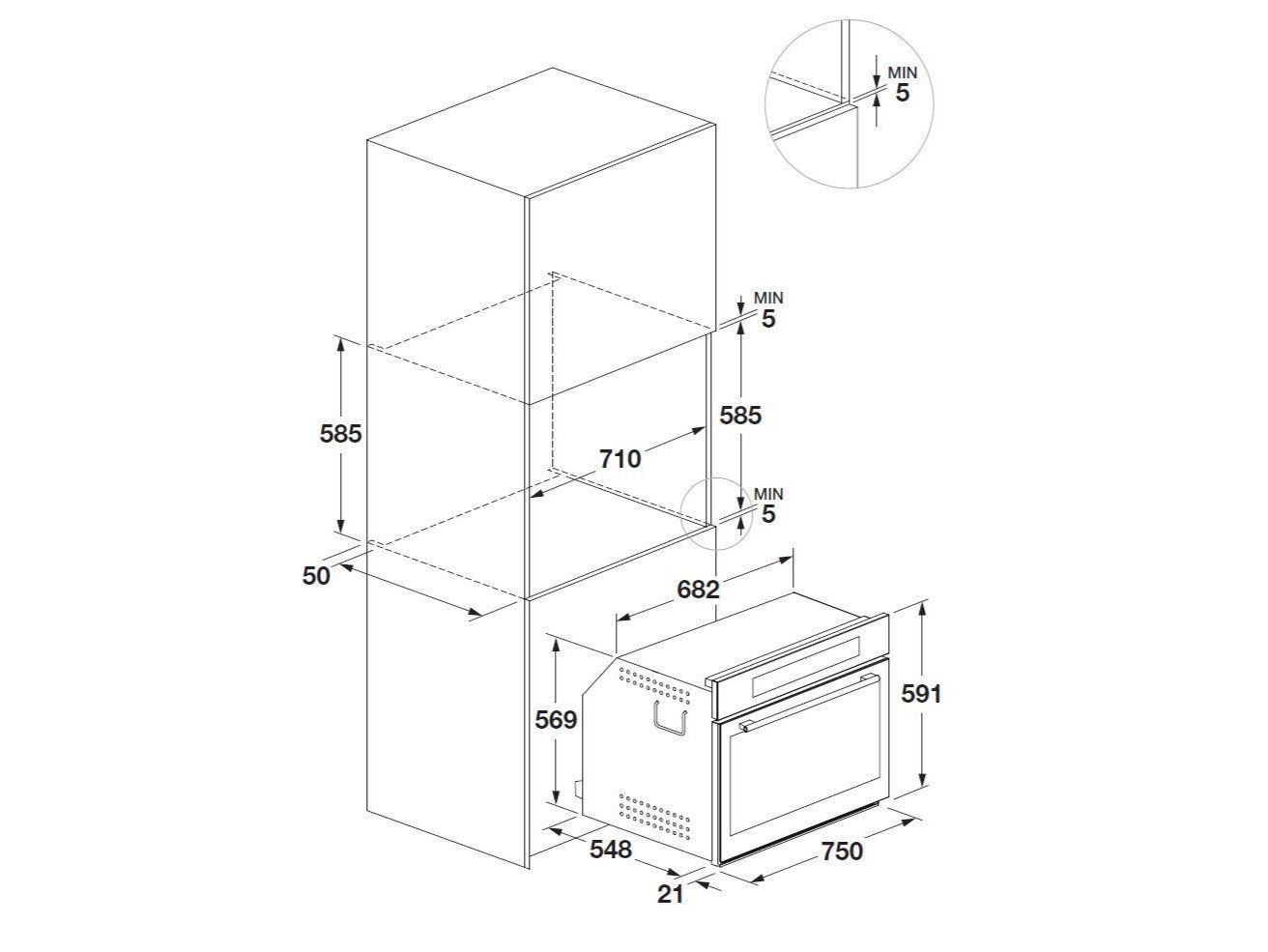 Многофункциональная встраиваемая печь из нержавеющей стали с сенсорным экраном класса A+ Fulgor Milano Plano Design ARCH-00069127 - Вид №2