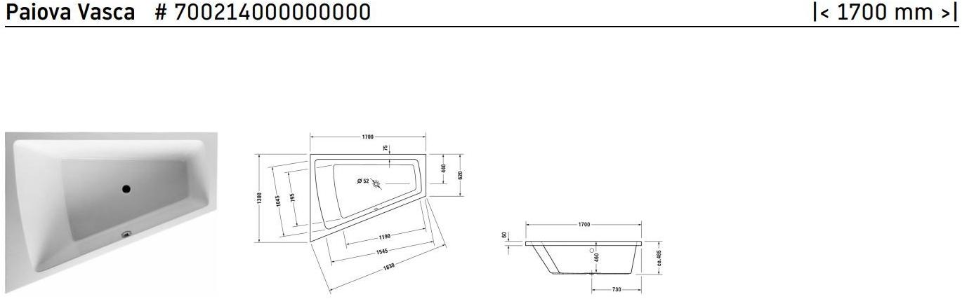 Duravit Угловая встраиваемая ванна Paiova 700214 - Вид №1