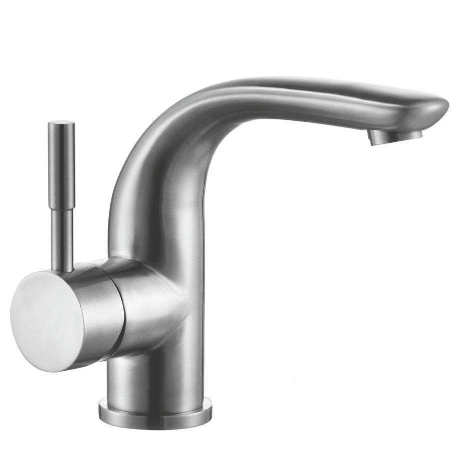 Смеситель д/ум MELANA-F6105 нерж.сталь, однорычажный, сатин, литой излив 