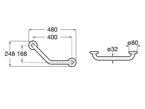 Металлическая угловая ручка для ванной комнаты Roca ACCESS ARCH-00016934 - Вид №1