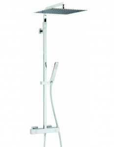 669900 000 00  Комбинация душа Touareg, термостатический смеситель, очень большая площадь распыления, дизайн и сверхплоская хромированная латунь Valentin Хром