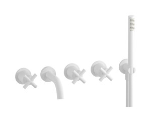 Настенный смеситель для ванной на дивертером и душевым гарнитуром. WE ARE IB yp310cc Matt White WOW