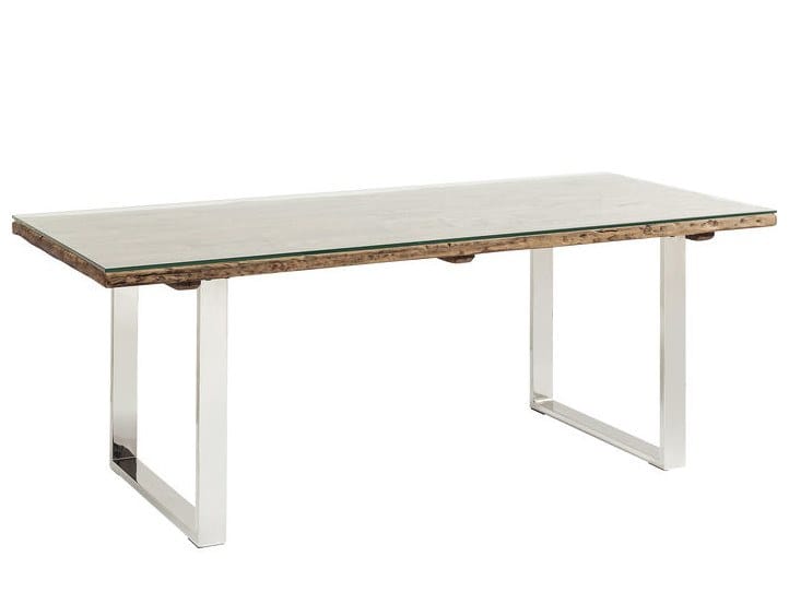 Прямоугольный обеденный стол из дерева и стекла KARE Design деревенский ARCH-00034003 - Вид №1