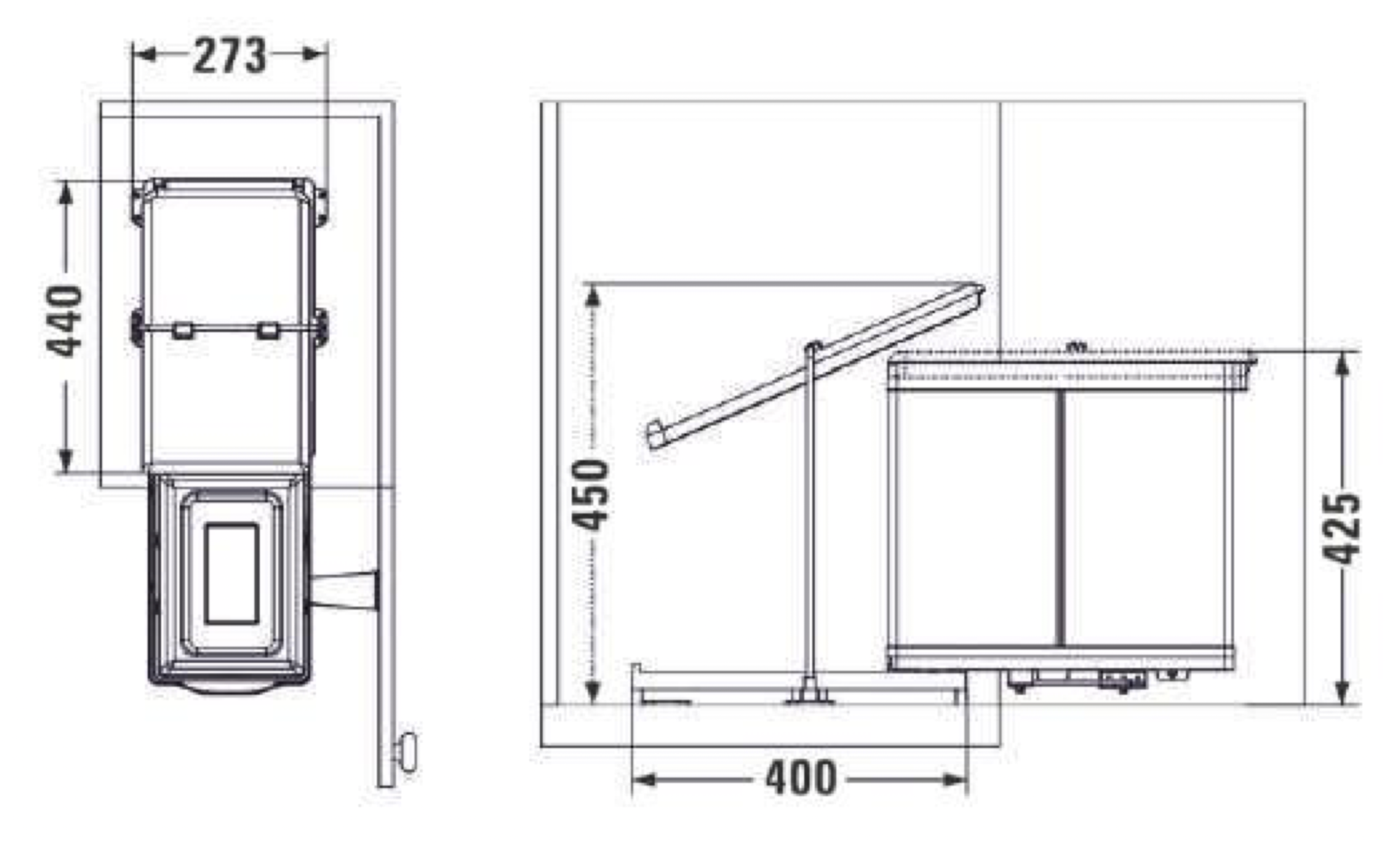 Контейнер для мусора на дверцу Alpha 400/28 Metallic Grey NAVAKO 10011 - Вид №4