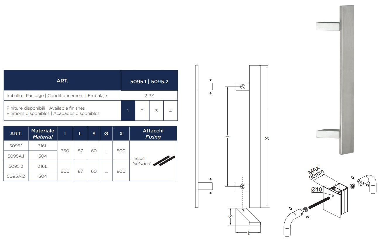 Ручка из нержавеющей стали MASTER ITALY INOX ARCH-00117118 - Вид №2