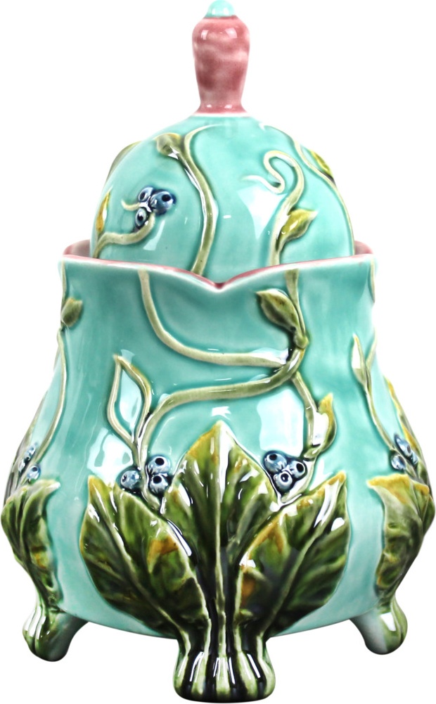 10646076 Романов Фаянс Сахарница "Летний луг" бирюза Керамика 