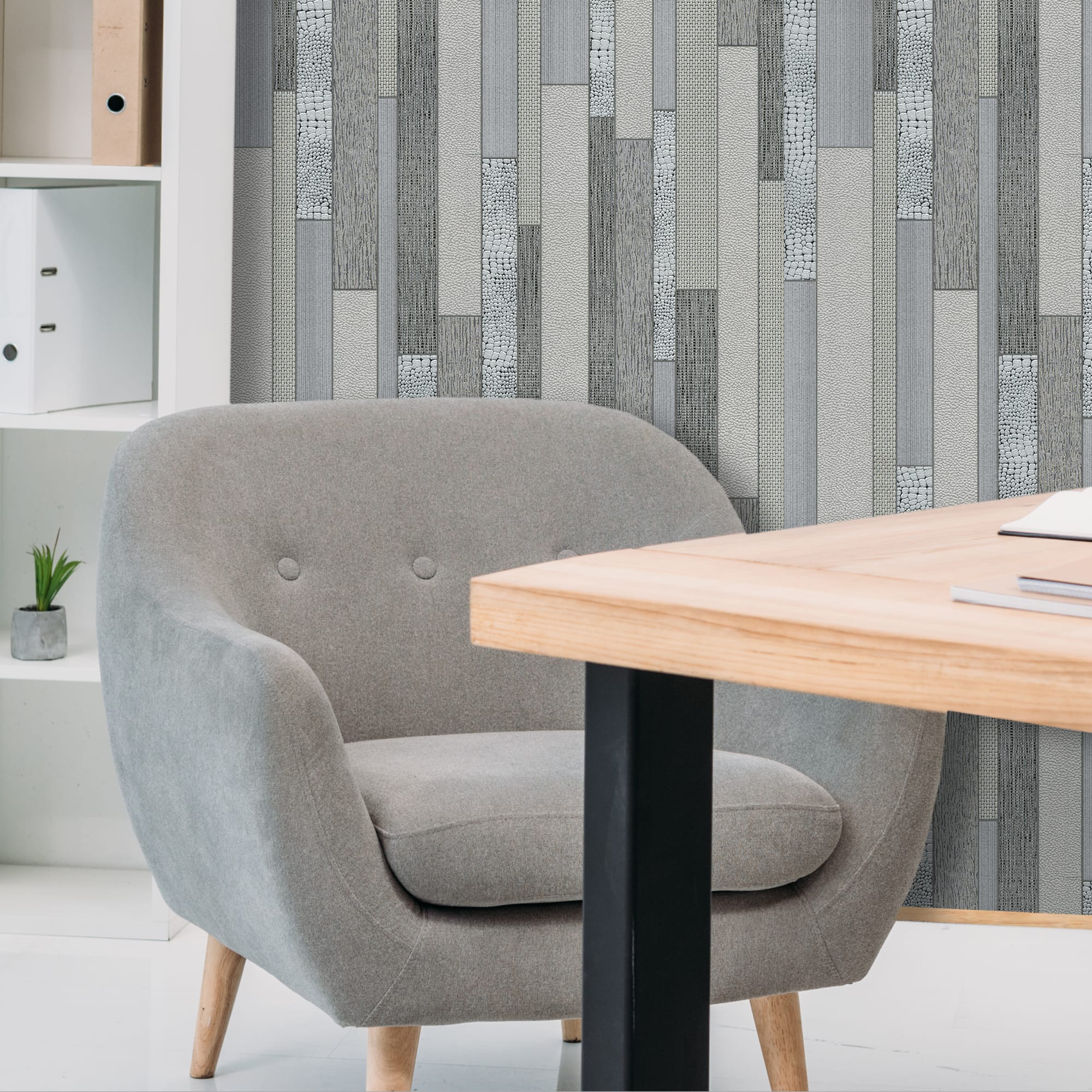 82399683 Обои виниловые серые 0.53 м 0208-5 Плитка Santreyd  - Вид №2