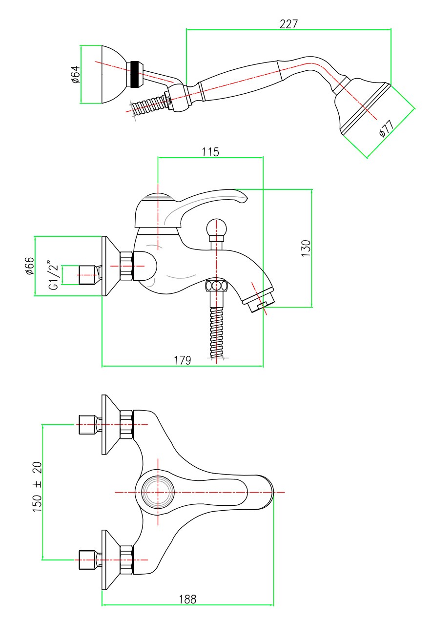 AU850101010 Смеситель для ванны Webert Aurora - Вид №1