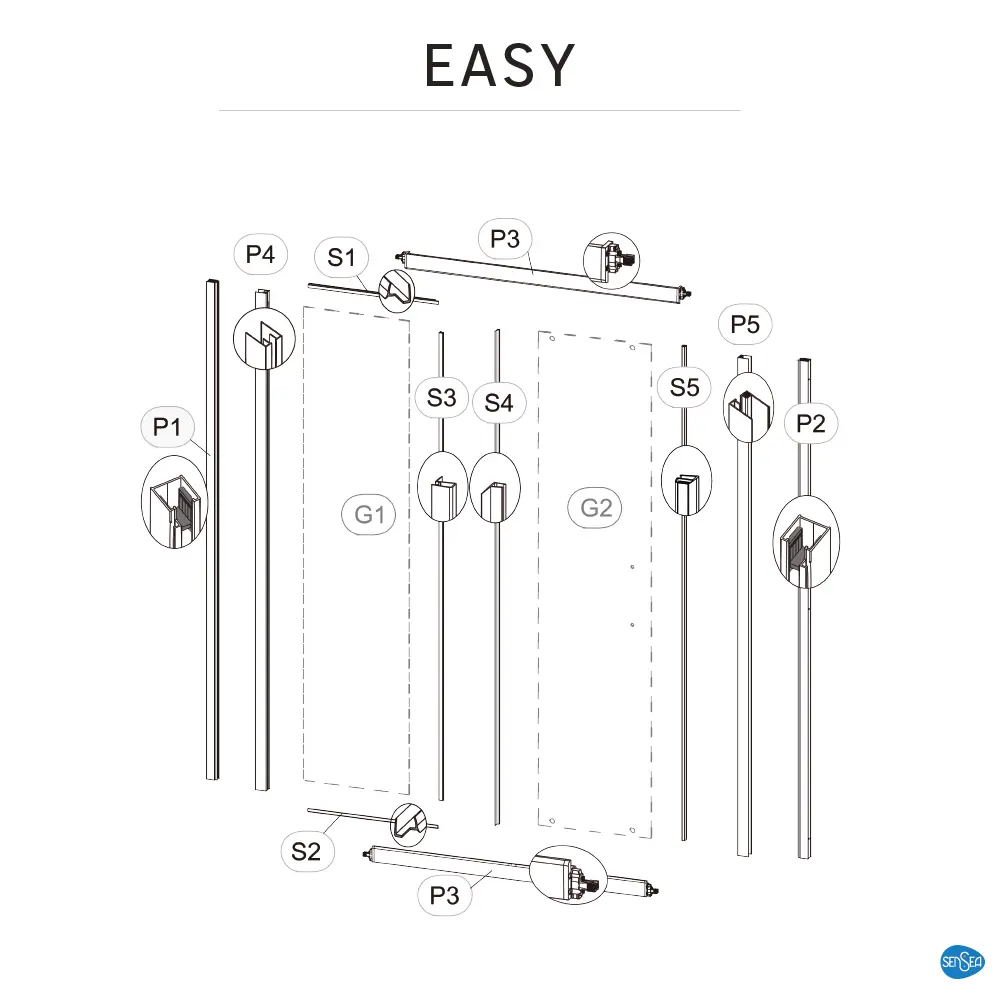 Комплект стекол для душевой двери Sensea Easy 160x190 см 84430295 STLM-2003810 - Вид №33