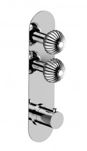 02542/2 Встроенный термостатический смеситель с 2 открытыми / закрытыми кранами на одной пластине (2 выхода). Bongio Radiant