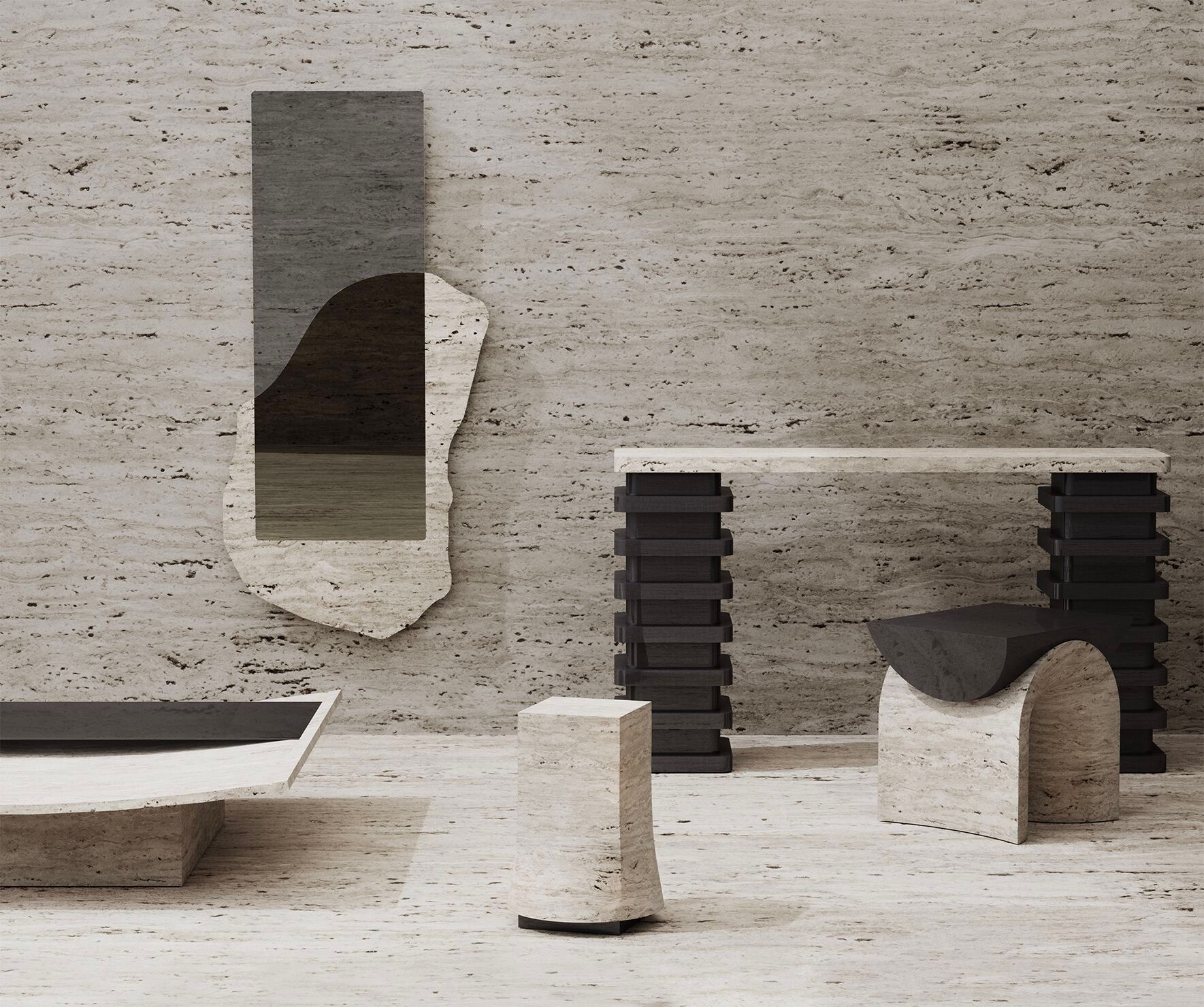 Табурет из травертина и дерева Movimento Gallery Federica Elmo ARCH-00036893 - Вид №6