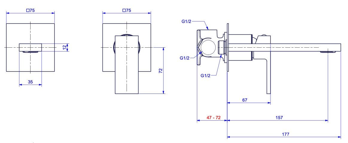Однорычажный настенный смеситель для раковины Bugnatese Tetris ARCH-00151527 - Вид №2