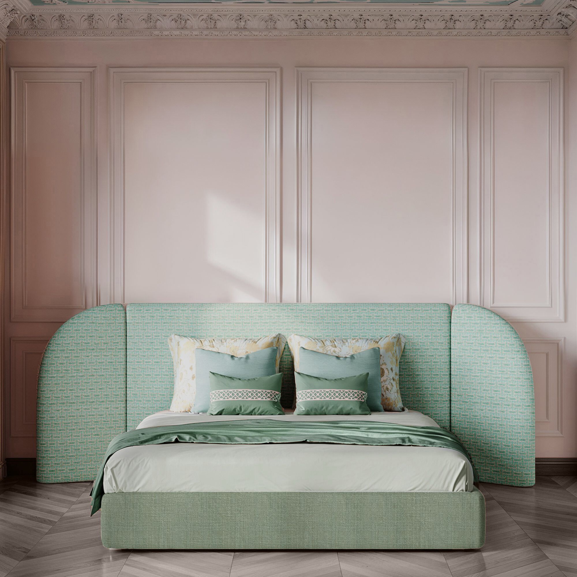 Двуспальная мягкая кровать из ткани Marianna Piccolo Nora ARCH-00039680 - Вид №1