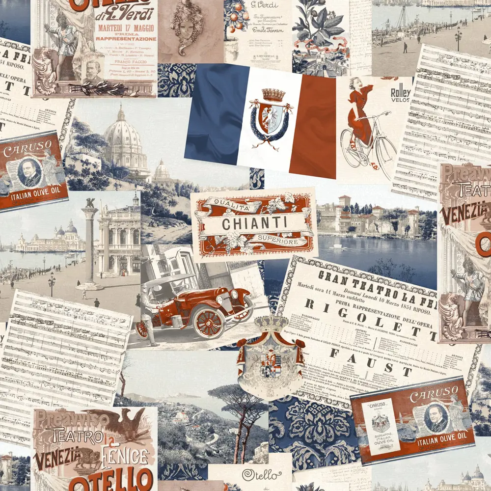 Обои флизелиновые Solo Italia красно-синие 1.06 м Е89604 ITALIA VACANZA STLM-2028635 - Вид №1