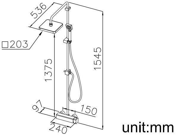 JUSTIME Настенная душевая стойка из хромированной латуни с ручным душем с лейкой Mark sun-id-1455130 - Вид №4