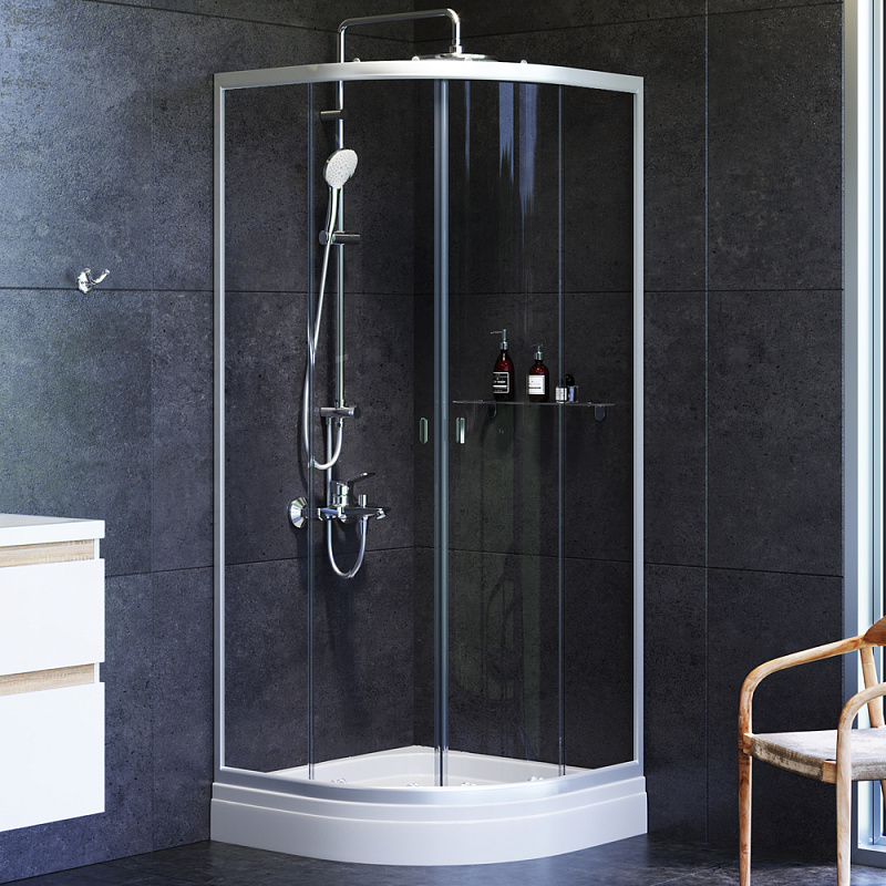 W88E-205-080MT Twin Slide Душевое ограждение c поддоном 80x80 AM.PM X-Joy 