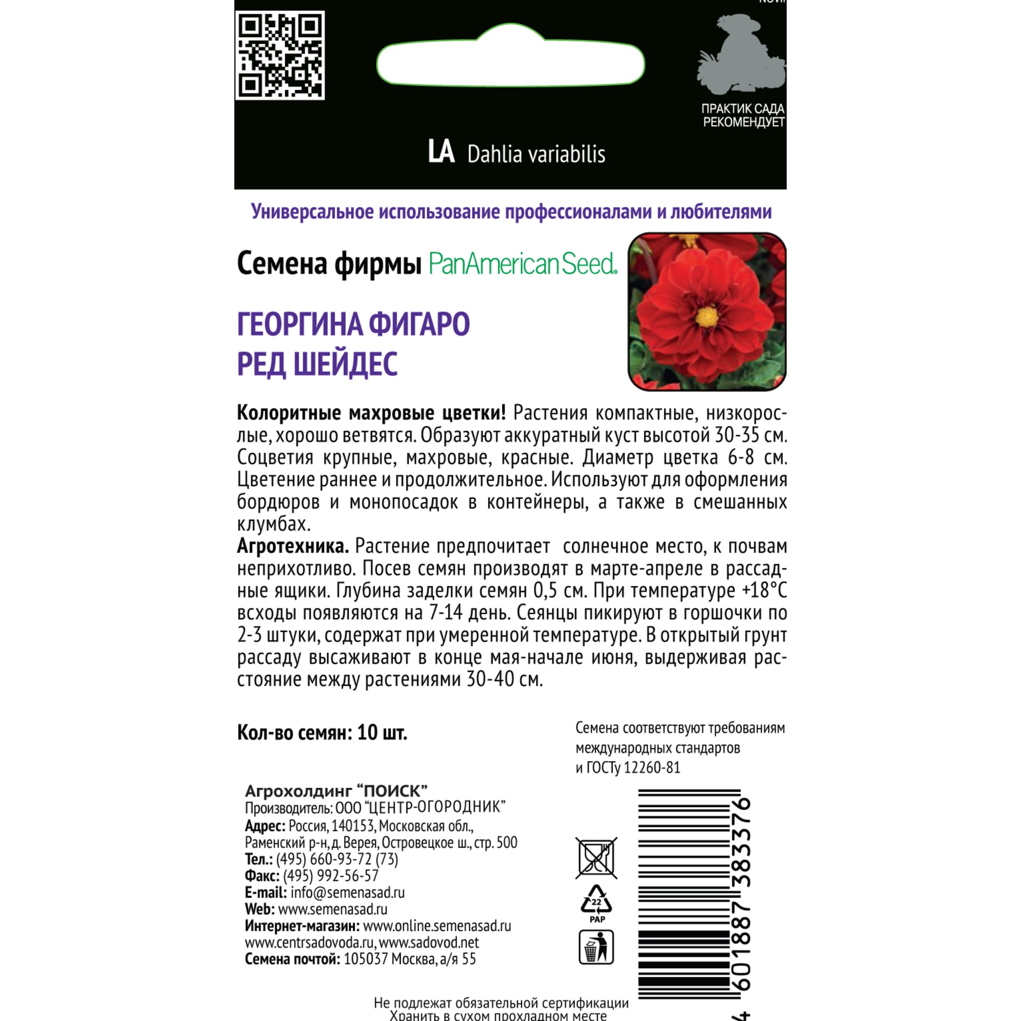 83227398 Семена Георгина Фигаро «Ред Шейдес» Santreyd  - Вид №1