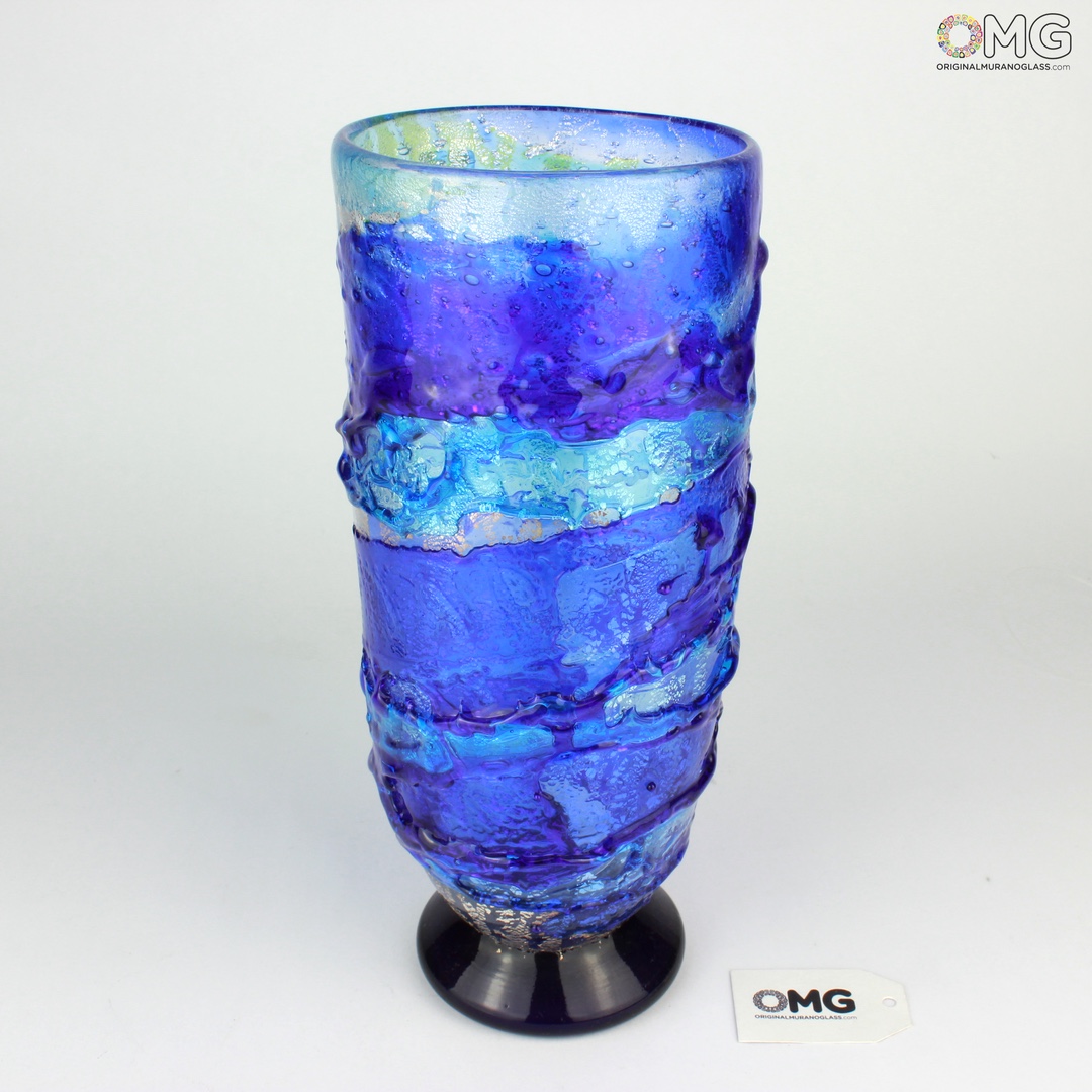 1833 ORIGINALMURANOGLASS Ваза Синие Глубины Океана - Сбруффи - муранское стекло 10 см  - Вид №1