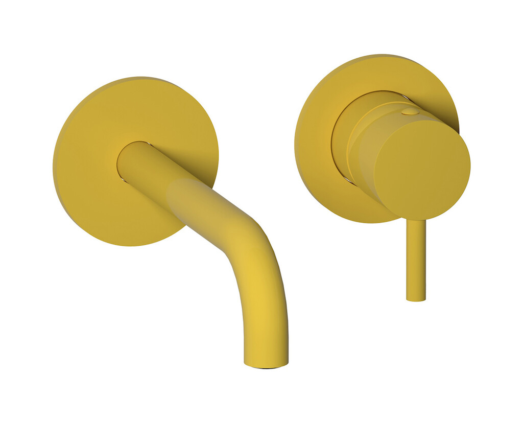 Встроенный в стену смеситель для раковины на 2 отверстия в комплекте с донным клапаном WE ARE IB co406gi Yellow Franciacorta Colore
