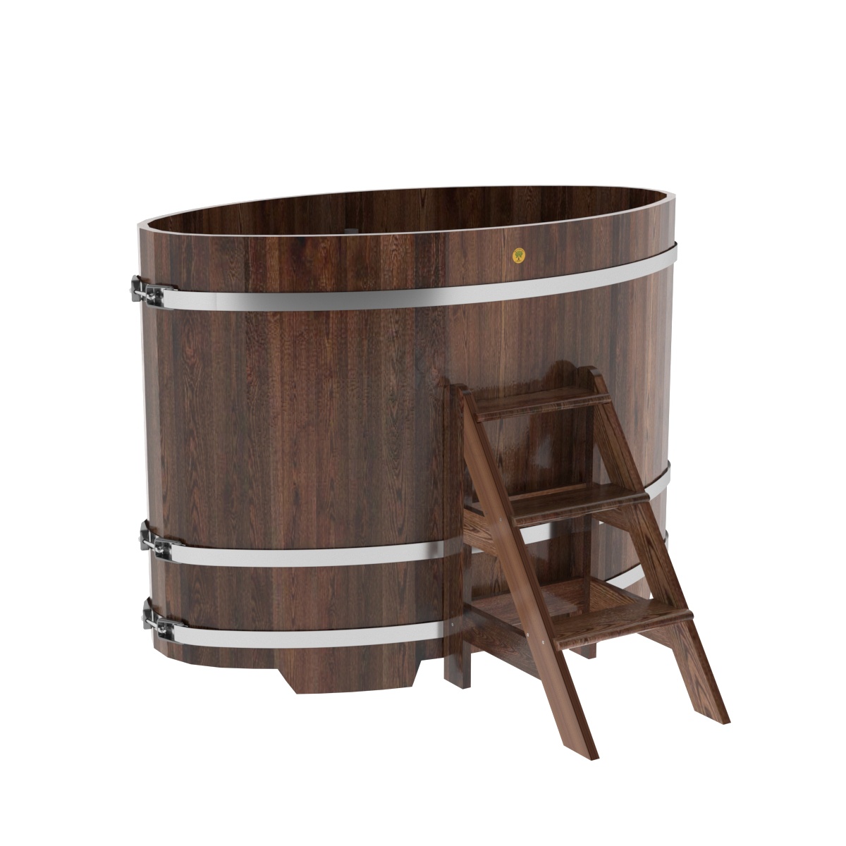 1163 Купель овальная из лиственницы 0,92х1,66х1,2 морёная премиум Alyarus 