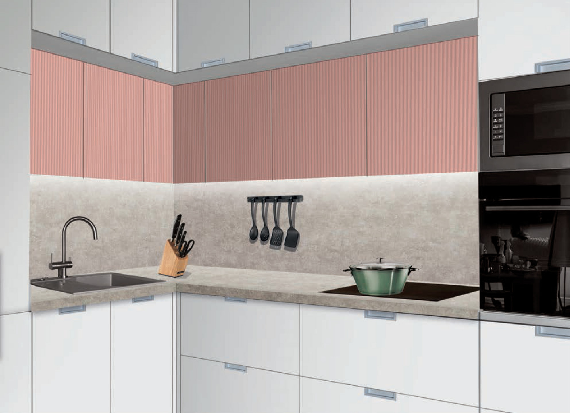 Фасады для кухни Модерн Фрезеровка «Аура» 702 Голубой SIDAK SIST844-14078 - Вид №1