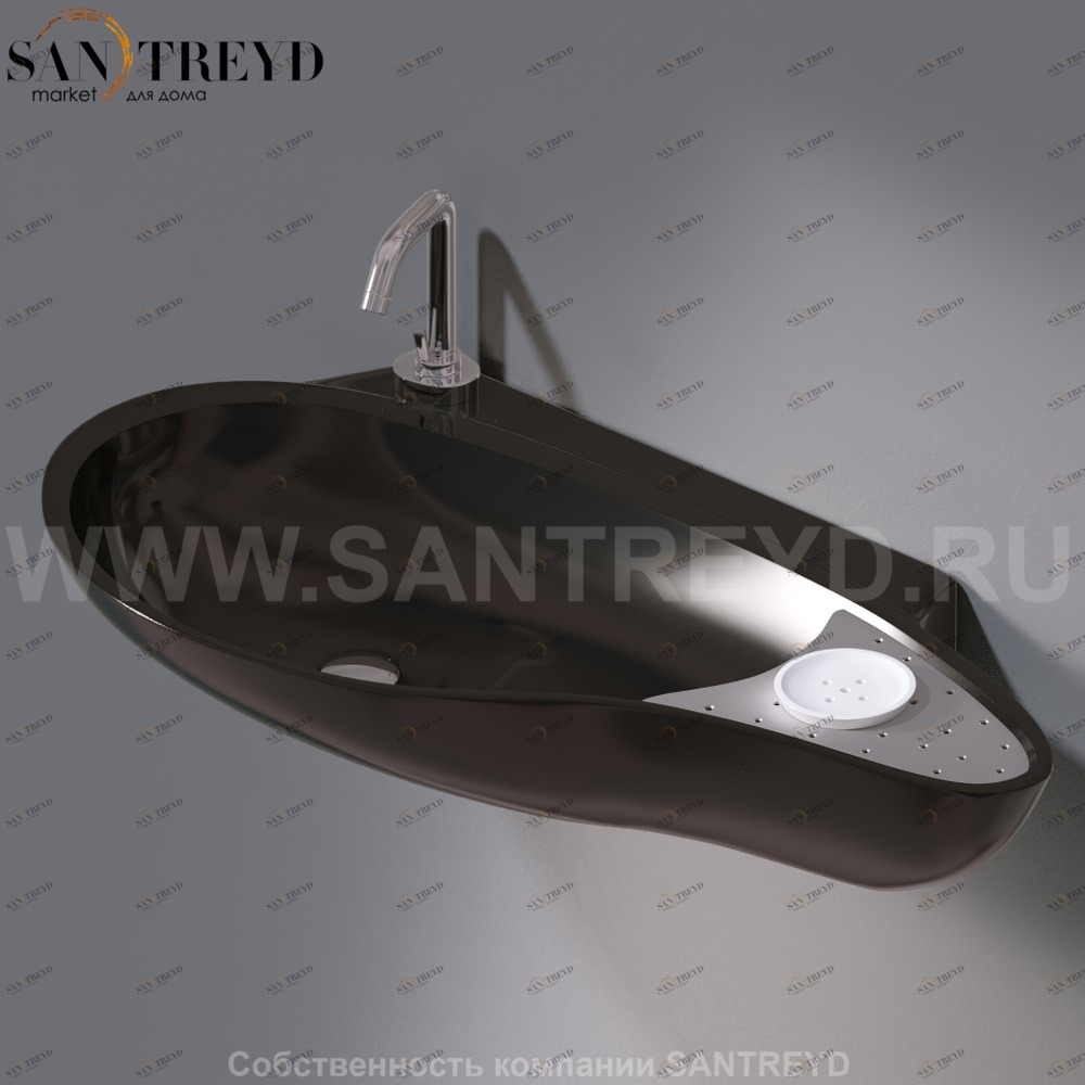 L235T0R1V4..104 Подвесная раковина настенная овальная A. e T. Italia SPOT черная AeT ITALIA ACCENT L235T0R1V4.104