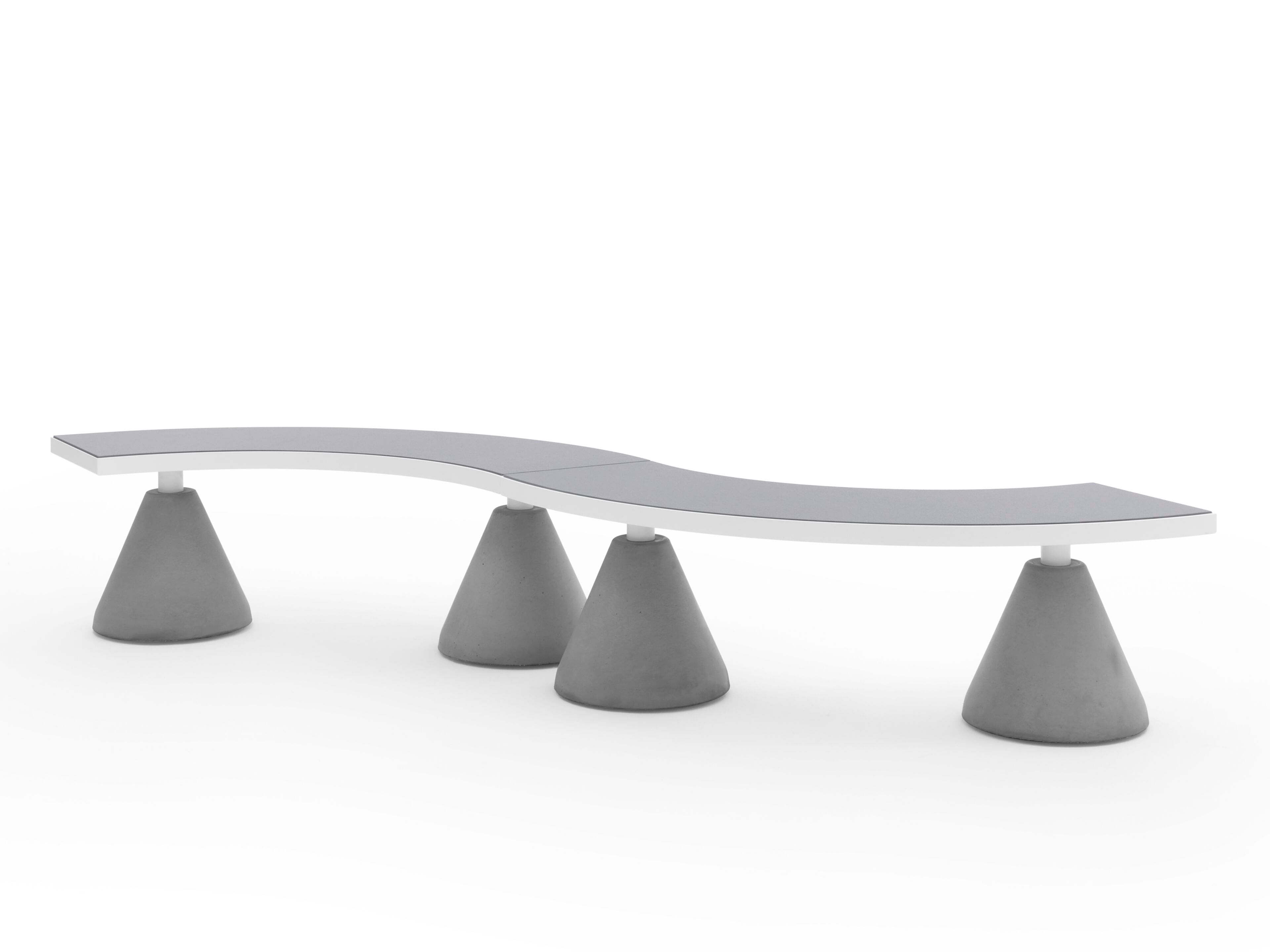 Модульная алюминиевая изогнутая скамья с коническим основанием Urbantime Вечнозеленый.040 ARCH-00032977