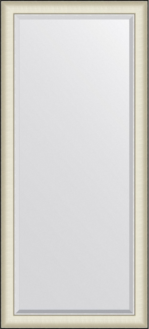BY 7457 Зеркало с фацетом в багетной раме - белая кожа с хромом 78 mm EVOFORM Exclusive
