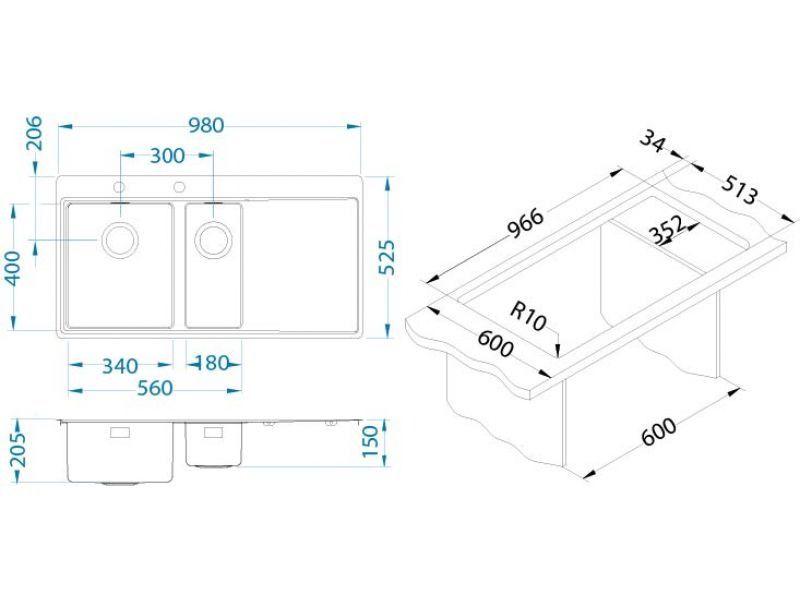 Мойка Alveus Pure 60 чаша справа 1103655 - Вид №1