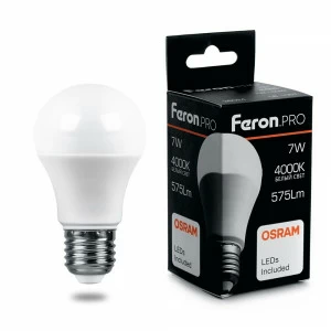 Лампа светодиодная Feron.PRO "Шар" E27 9W 6400K OSRAM LED LB-1009 38028 FERON  00-3956706 Матовый