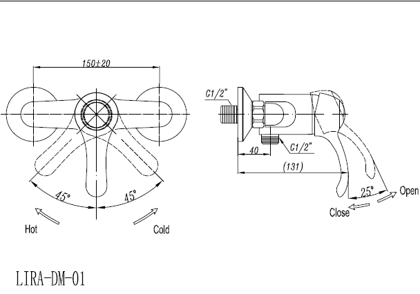 Смеситель для душа CEZARES LIRA-C-DM-01 - Вид №1