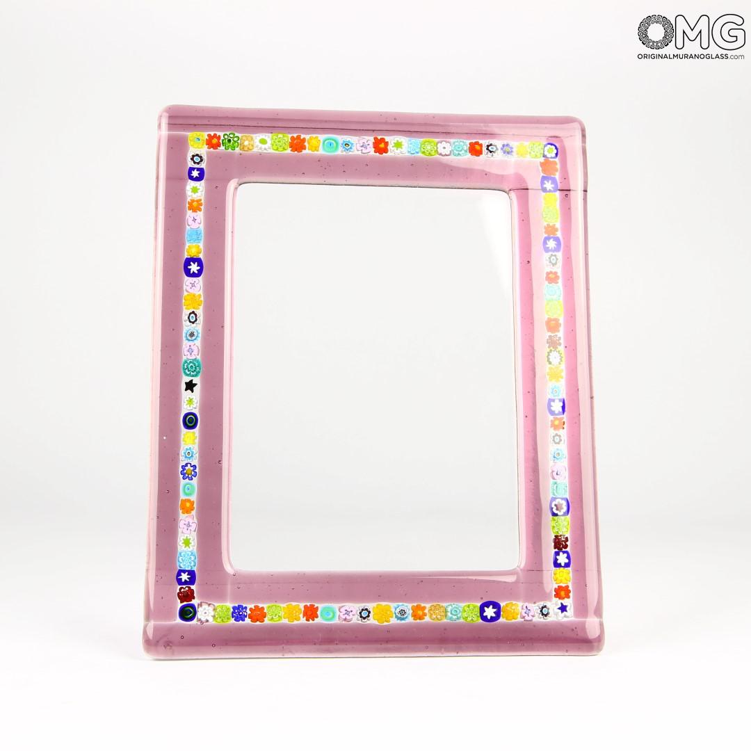 2812 ORIGINALMURANOGLASS Фоторамка Розовая с мурринами - Original Murano Glass OMG 13 см  - Вид №1