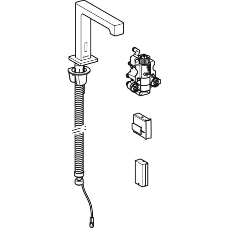 116.198.21.1 Смеситель для раковины Geberit Brenta, вертикальный монтаж, питание от батарей, с функциональным блоком для скрытого монтажа Geberit  - Вид №5