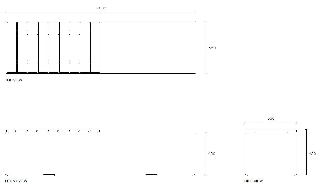 Модульная бетонная скамья без спинки SIT Box to Box ARCH-00105235 - Вид №6