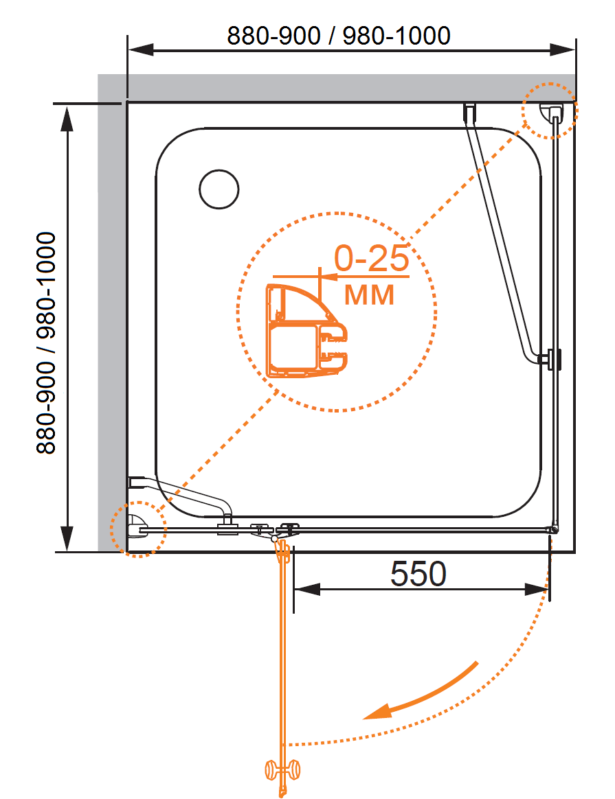 Душевой уголок CEZARES VERONA-W-A-1-100-P-Cr-L - Вид №4