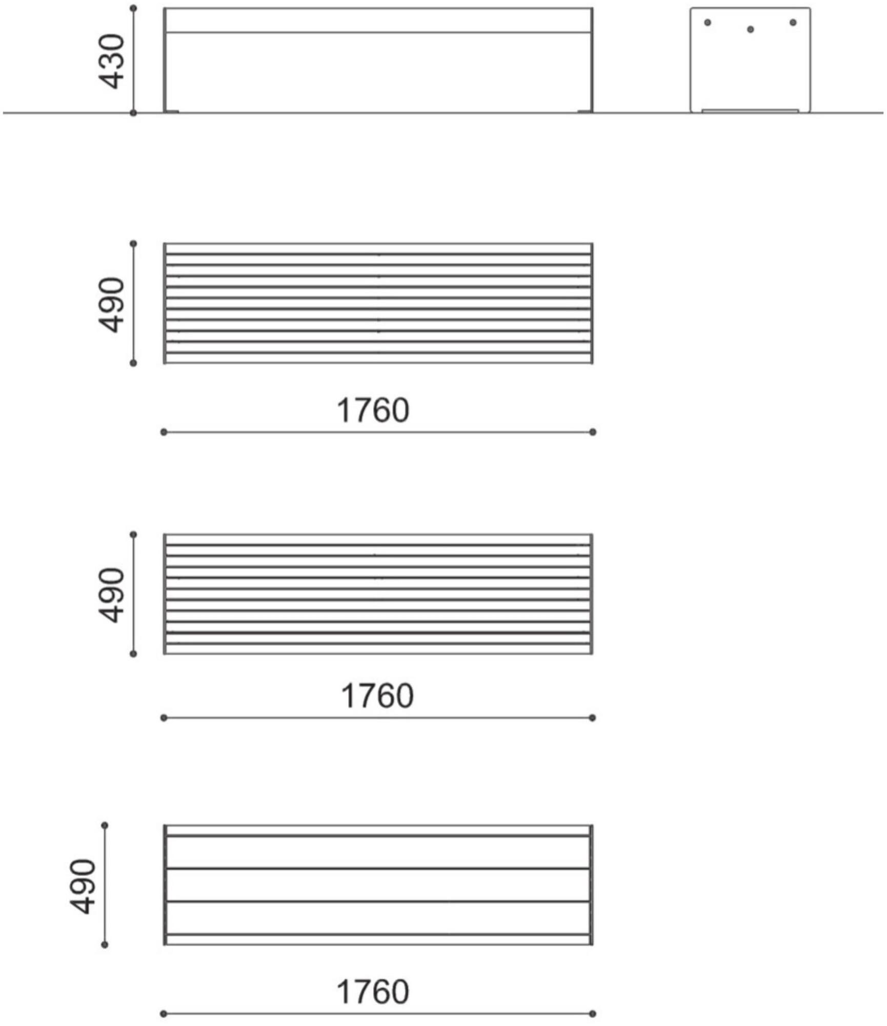 City Design Скамья из оцинкованной стали без спинки Lena Lena pm - Вид №2