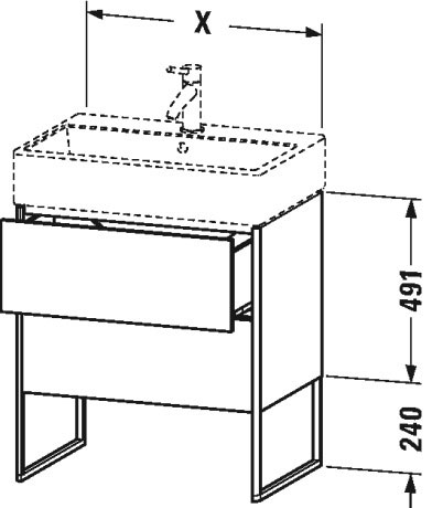 XS447209191 XSquare Тумбочка напольная Серо-коричневый декор Duravit - Вид №3