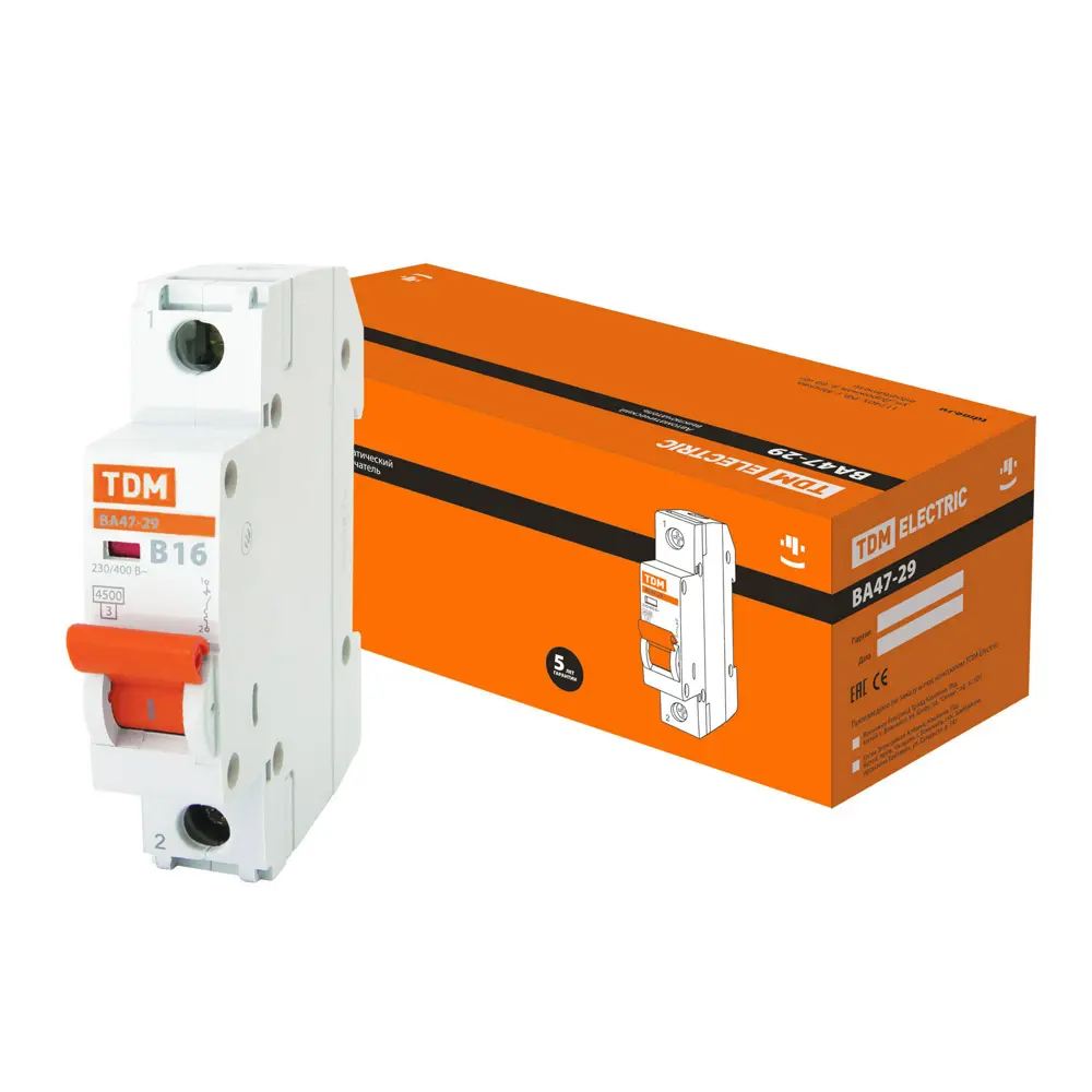Автоматический выключатель TDM Electric ВА47-29 1Р B16 для защиты сетей 89347177 STLM-1113138 - Вид №4
